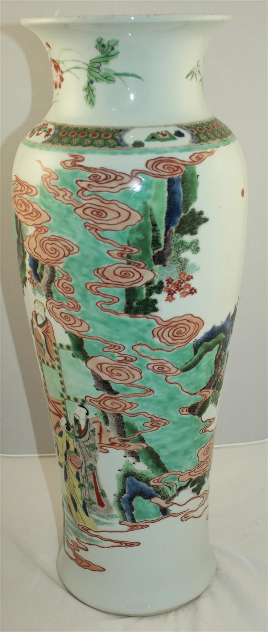 A tall Chinese famille verte baluster vase, in Kangxi style, 59.5cm